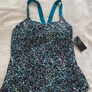 Nike green and neon red speckled Tankini Top size XL
